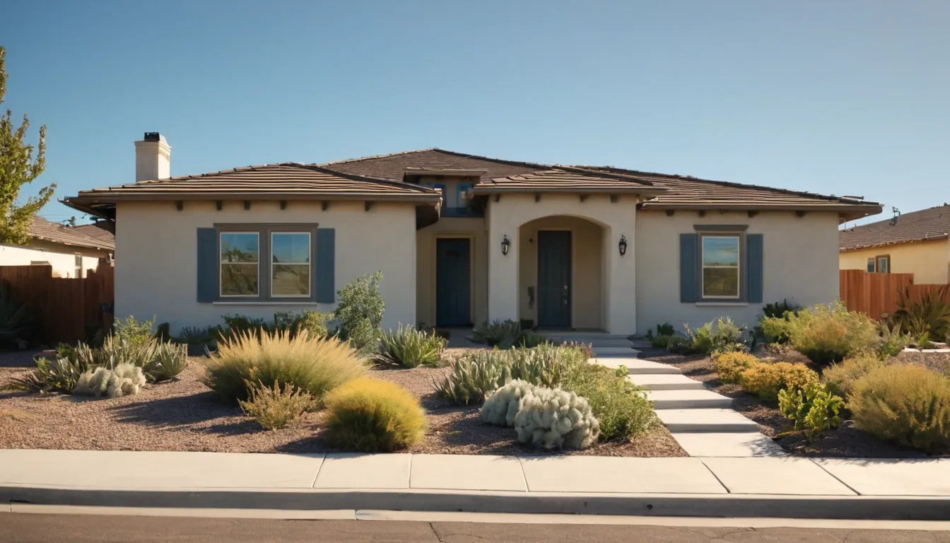 A stucco ranch-style home in the Sacramento area on a clear sunny day