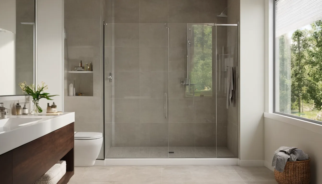 Smiling older homeowner stepping into a low-threshold walk-in shower with a bench and grab bar in a bright Sacramento home