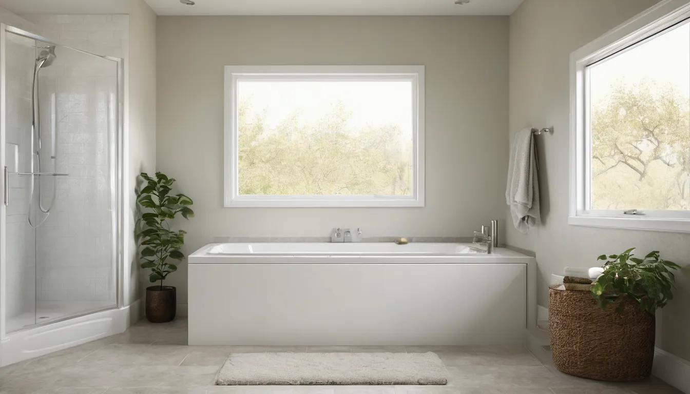 Senior homeowner smiling beside a walk-in tub with an open side door in a bright bathroom in the Sacramento area